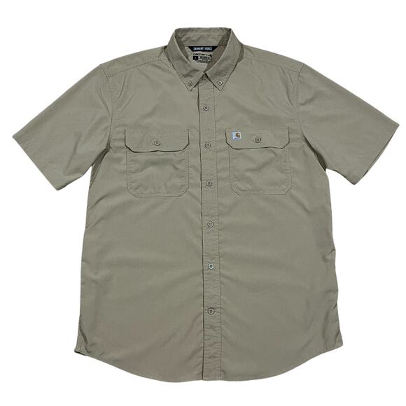Carhartt Force Mens Lightweight Short Sleeve Shirt Dark Khaki Size Large - Picture 1 of 5